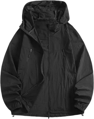Packable Rain Jacket Mens with Hood Plain Raincoats Outdoor Lightweight Outerwear Walking Unisex Raincoat
