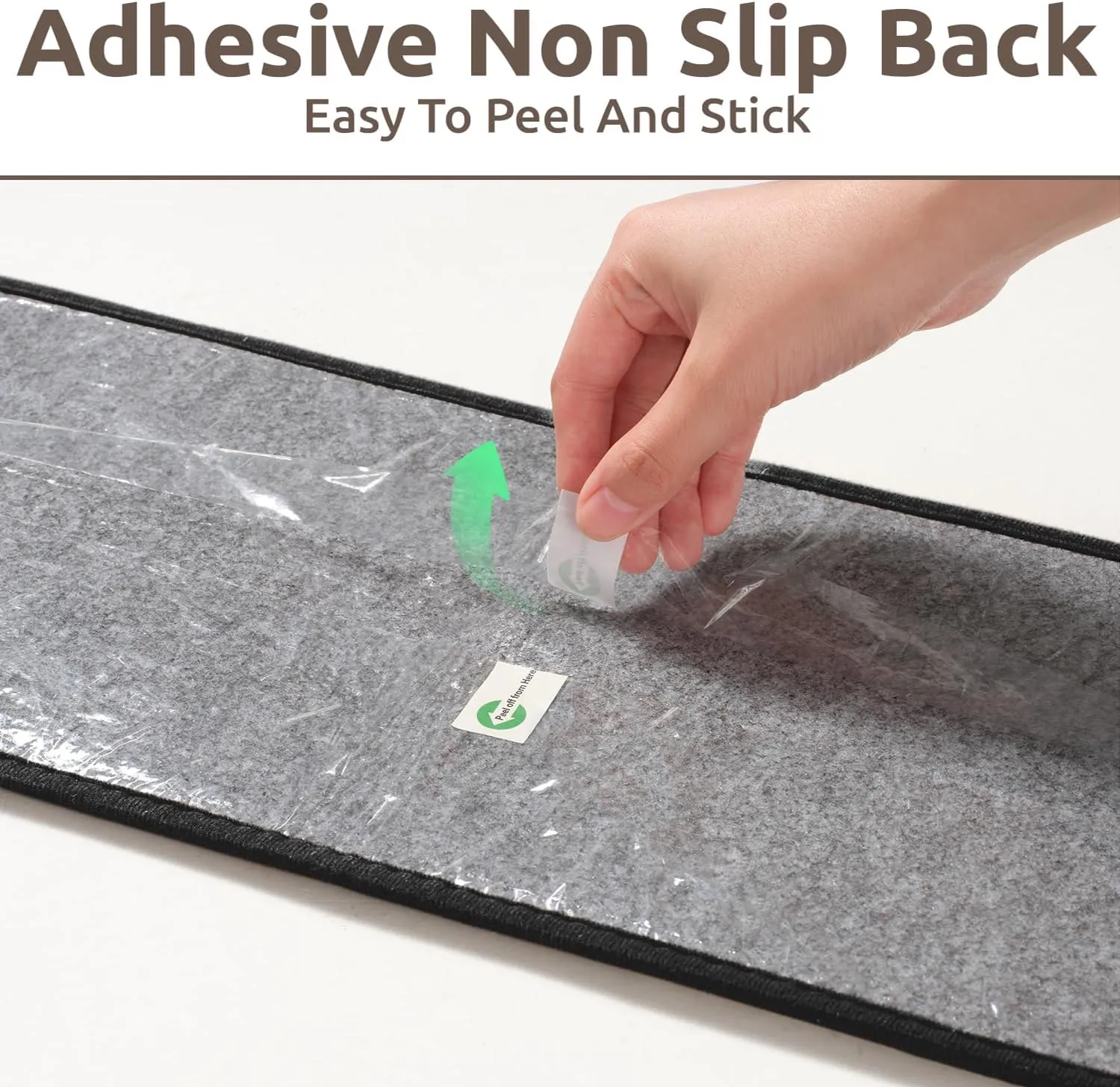PADOOR Stair Treads Landing Mat Non Slip for Wooden Steps Indoor, 3D Peel and Stick Stair-Carpet Treads Washable Reusable Adhesive Stair Rugs for Kids and Dogs 31"x31" Black