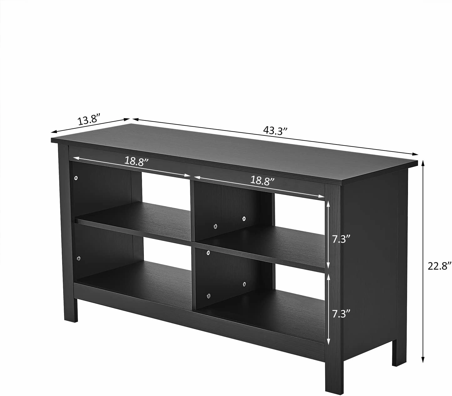 Panana Black TV Stand for 50 inch TV, Storage Shelves, Entertainment Center, Media Console, Living Room, Bedroom