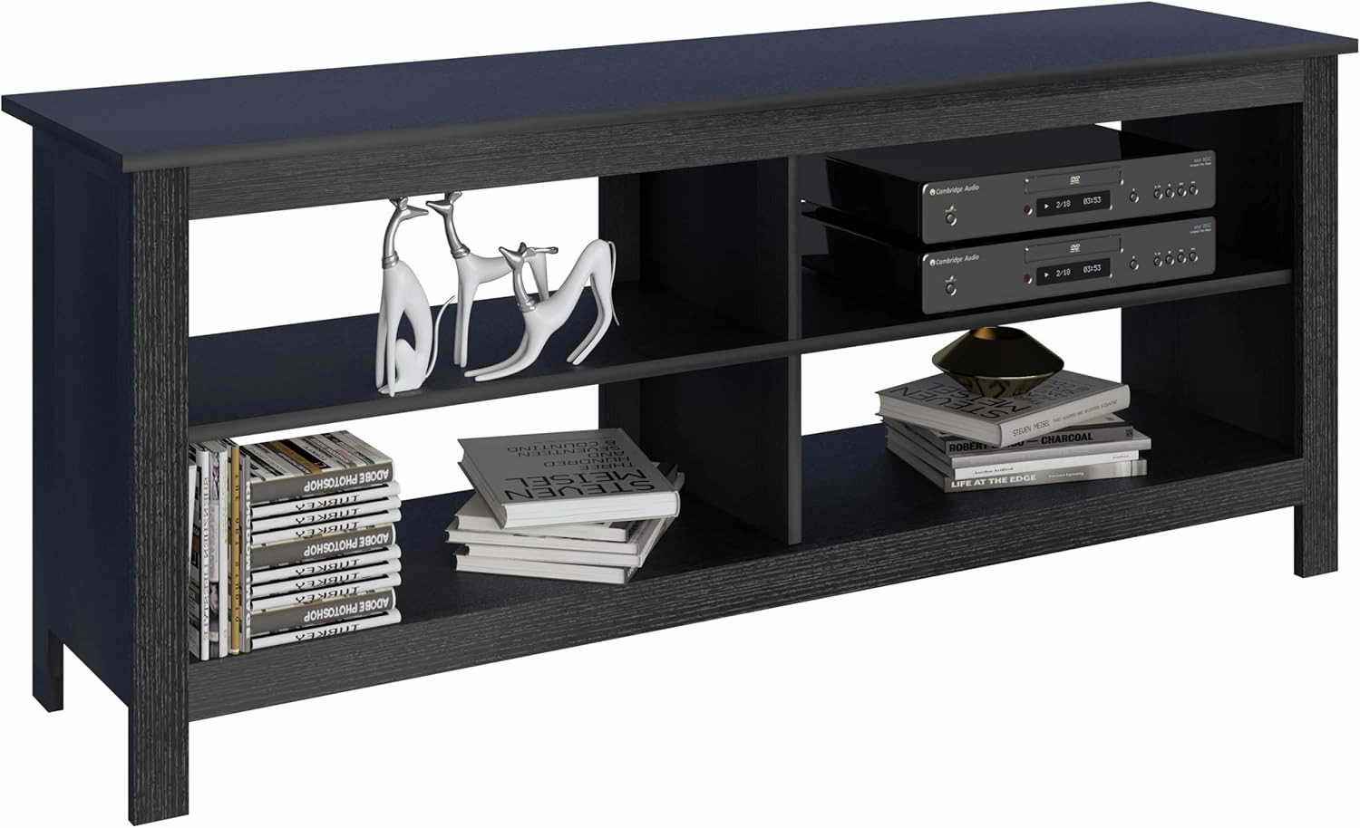 Panana Black TV Stand for 50 inch TV, Storage Shelves, Entertainment Center, Media Console, Living Room, Bedroom