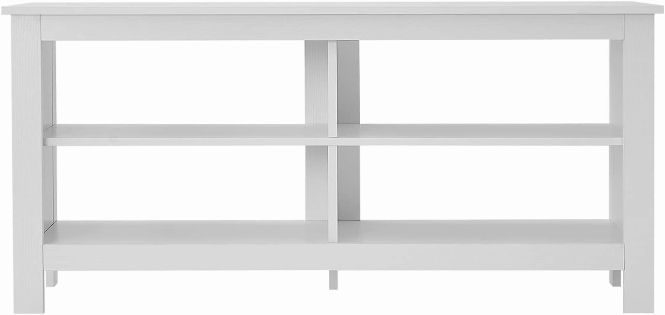 Panana TV Stand, 4 Cubby TV Stand for 60 inch TV, Farmhouse Television Stands Entertainment Center Media Stand with Storage TV Table Stand for Living Room (White 55 inches)
