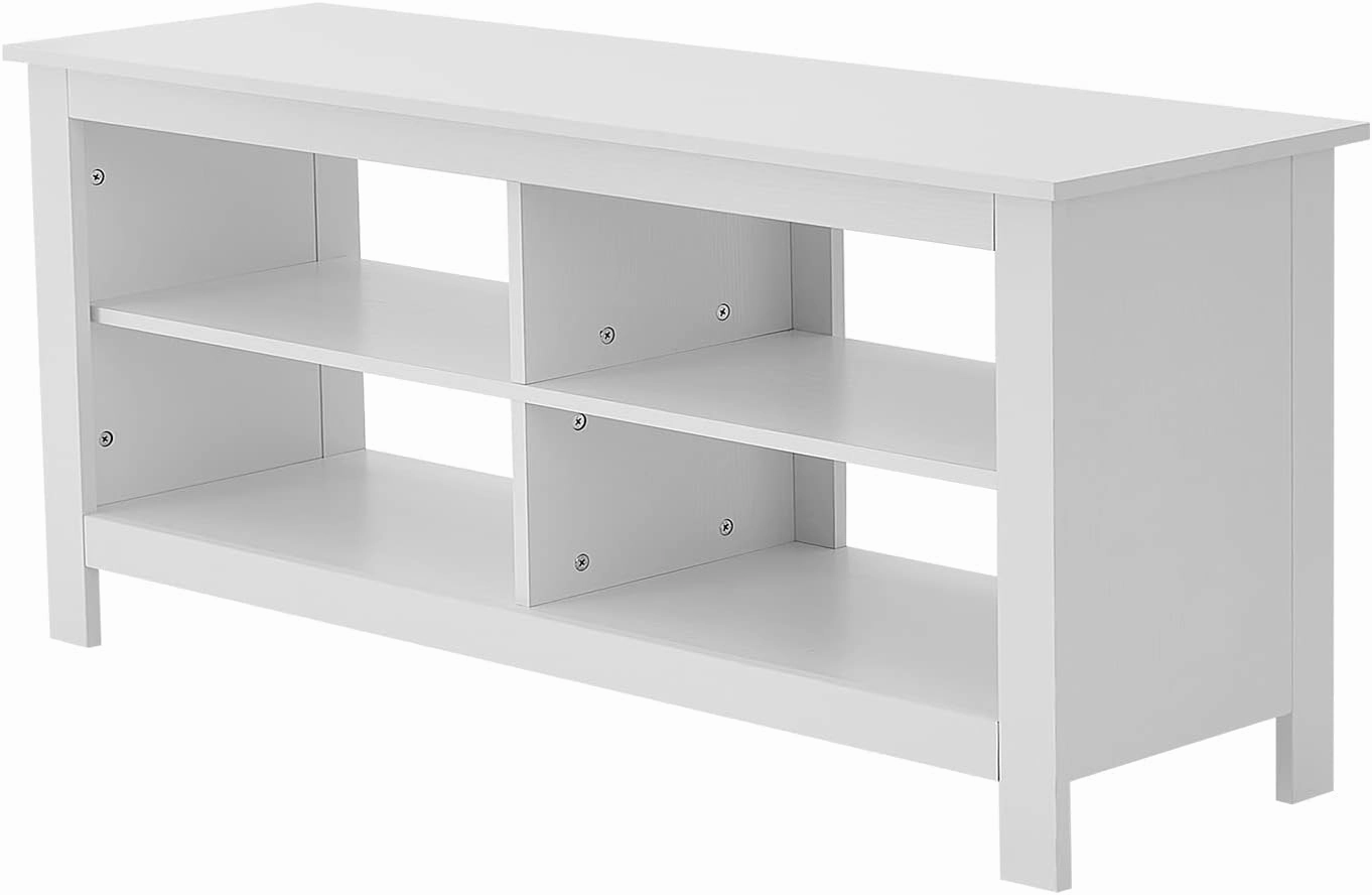 Panana TV Stand, 4 Cubby TV Stand for 60 inch TV, Farmhouse Television Stands Entertainment Center Media Stand with Storage TV Table Stand for Living Room (White 55 inches)