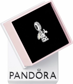 PANDORA Baby Teddy Bear Dangle Charm - Gift for Her - Compatible with PANDORA Moments - Sterling Silver with Cubic Zirconia & Enamel - With Gift Box