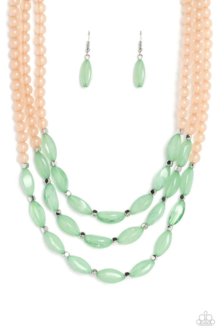 Paparazzi 2 Piece Jewelry Set - I BEAD You Now - Green Necklace & Bead Drill - Green Bracelet