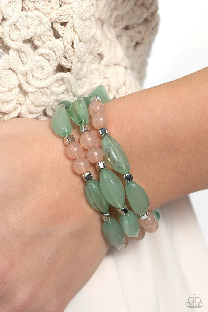 Paparazzi 2 Piece Jewelry Set - I BEAD You Now - Green Necklace & Bead Drill - Green Bracelet