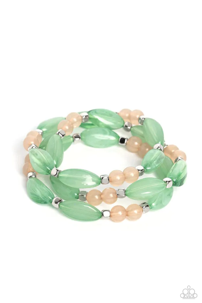 Paparazzi 2 Piece Jewelry Set - I BEAD You Now - Green Necklace & Bead Drill - Green Bracelet