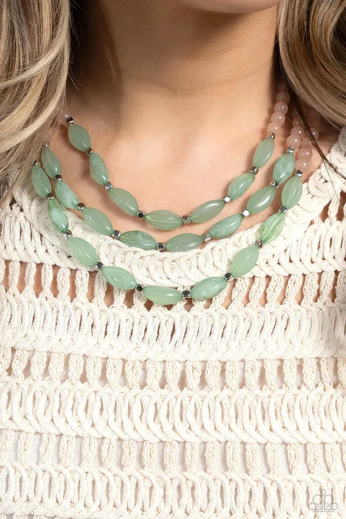 Paparazzi 2 Piece Jewelry Set - I BEAD You Now - Green Necklace & Bead Drill - Green Bracelet