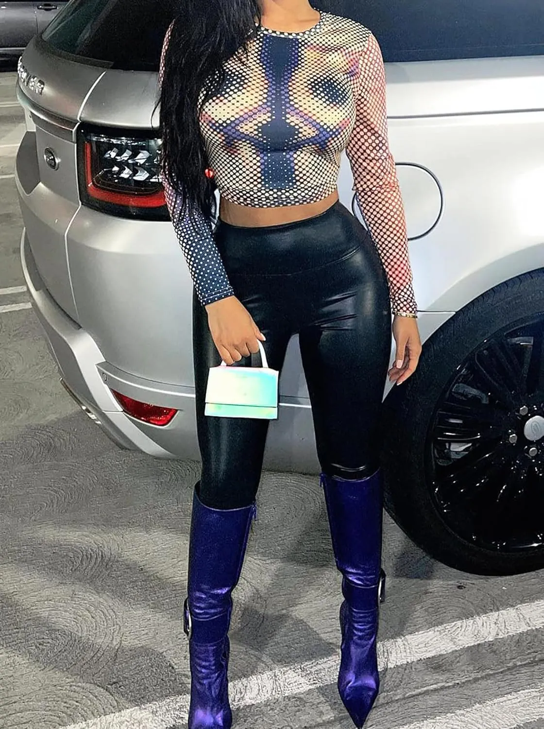Patent Faux Leather Leggings for Women High Waisted Butt Lifting Lacquer Pleather Latex Shiny Pants Concert Outfits
