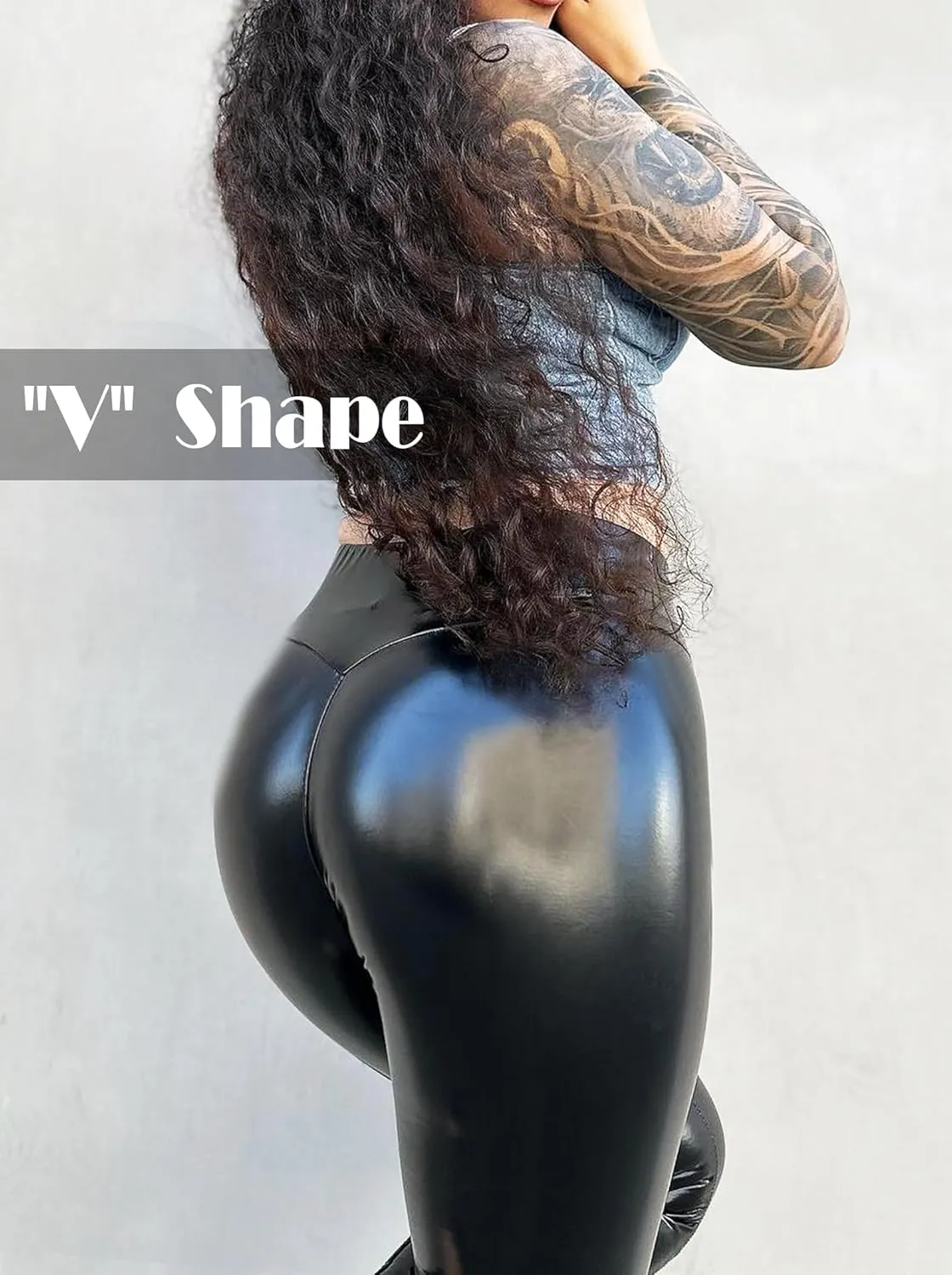 Patent Faux Leather Leggings for Women High Waisted Butt Lifting Lacquer Pleather Latex Shiny Pants Concert Outfits