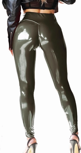 Patent Faux Leather Leggings for Women High Waisted Butt Lifting Lacquer Pleather Latex Shiny Pants Concert Outfits