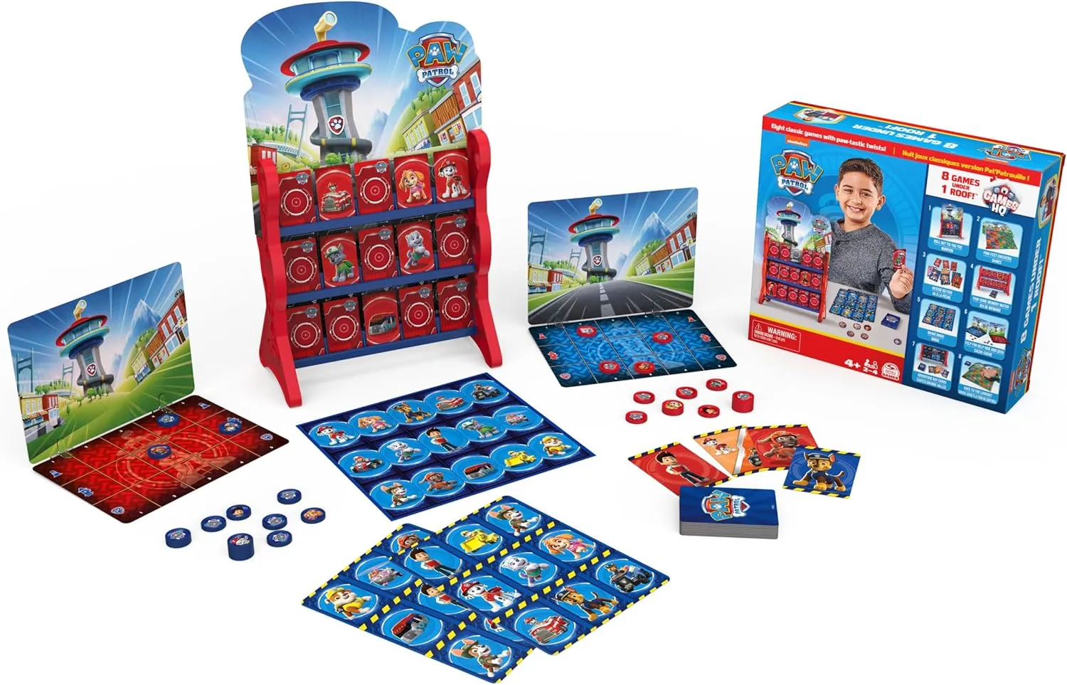 PAW Patrol, Games HQ Board Games for Kids Checkers Tic Tac Toe Memory Match Bingo Go Fish Card Games PAW Patrol Toys, for Preschoolers Ages 4 and up