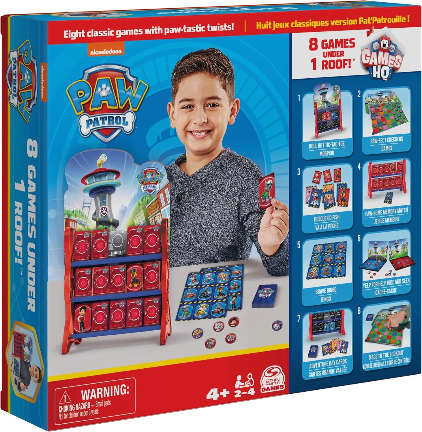 PAW Patrol, Games HQ Board Games for Kids Checkers Tic Tac Toe Memory Match Bingo Go Fish Card Games PAW Patrol Toys, for Preschoolers Ages 4 and up