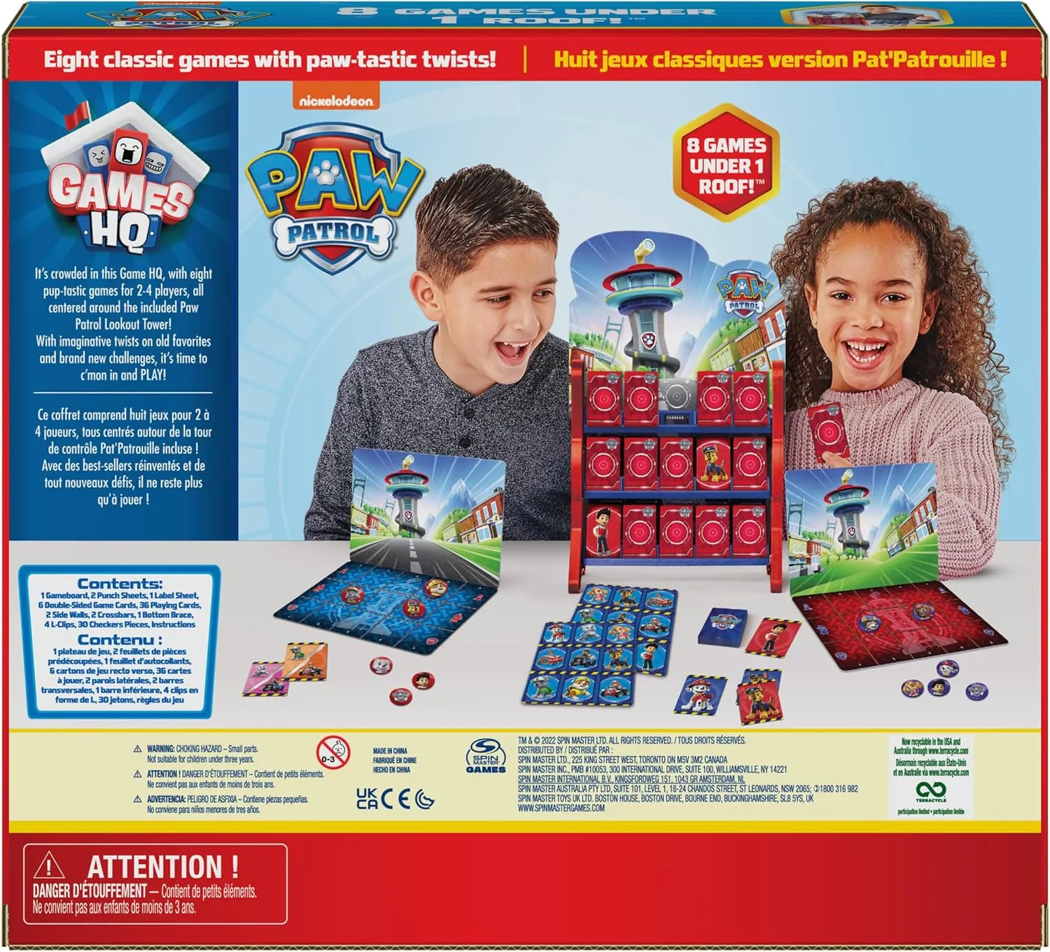 PAW Patrol, Games HQ Board Games for Kids Checkers Tic Tac Toe Memory Match Bingo Go Fish Card Games PAW Patrol Toys, for Preschoolers Ages 4 and up