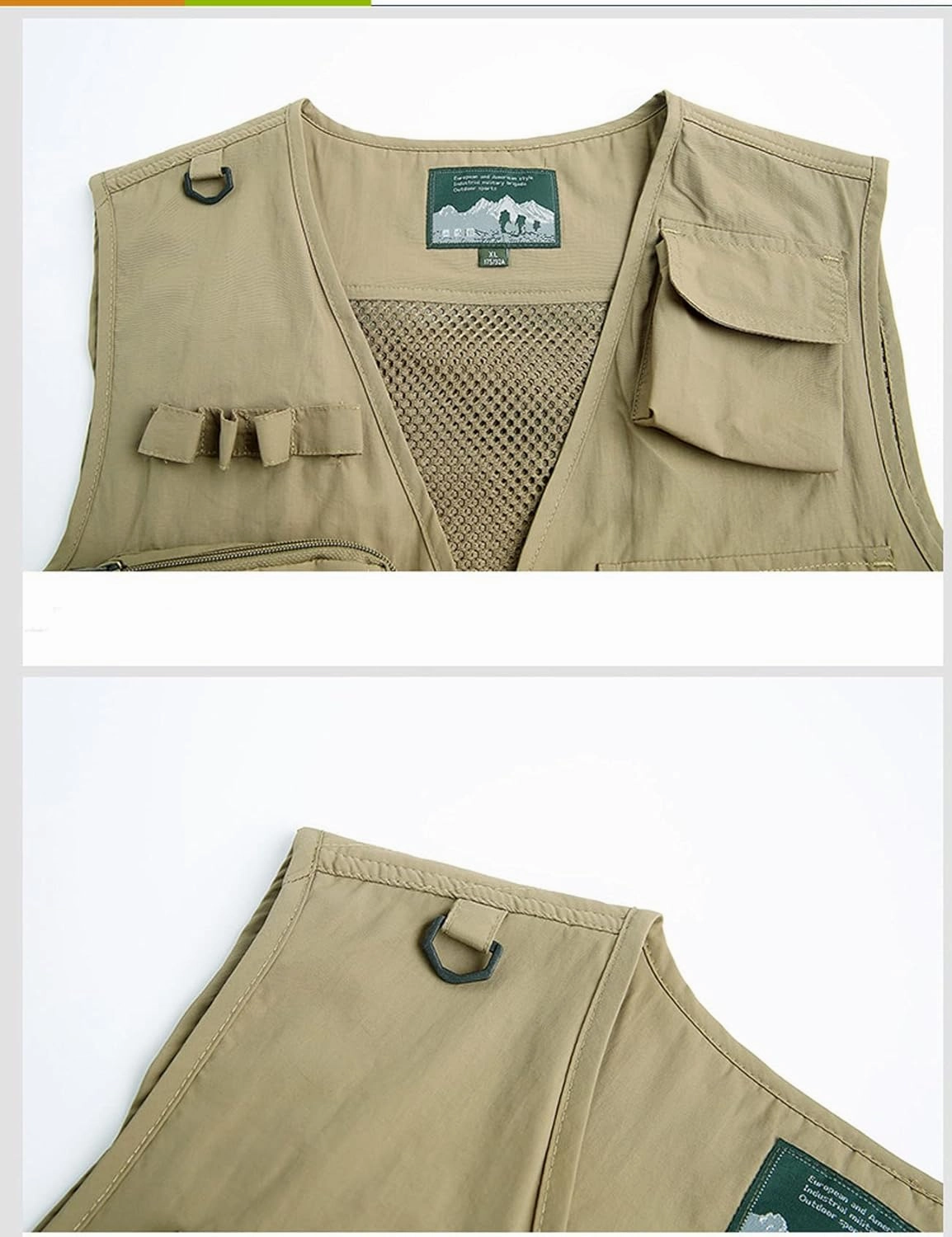 Perbai Men's Black Utility Fishing Vest Outdoor Summer Lightweight Work Photo Safari Cargo Vest