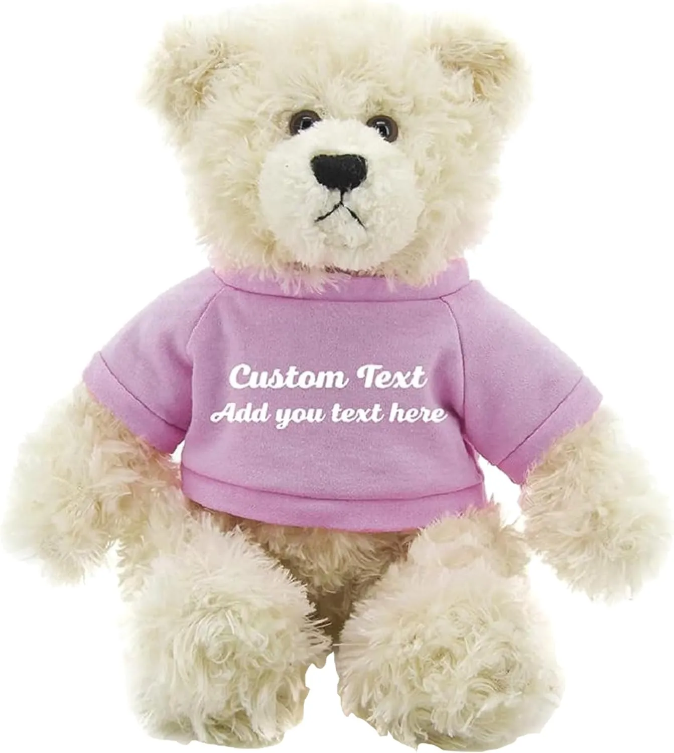 Personalized 12 Inch Cream Brandon Teddy Bear - Stuffed Animal Personalized Teddy Bears - Custom Teddy Bear Great Present for Valentine Graduation Day Birthday Mothers Day(Pink Shirt)