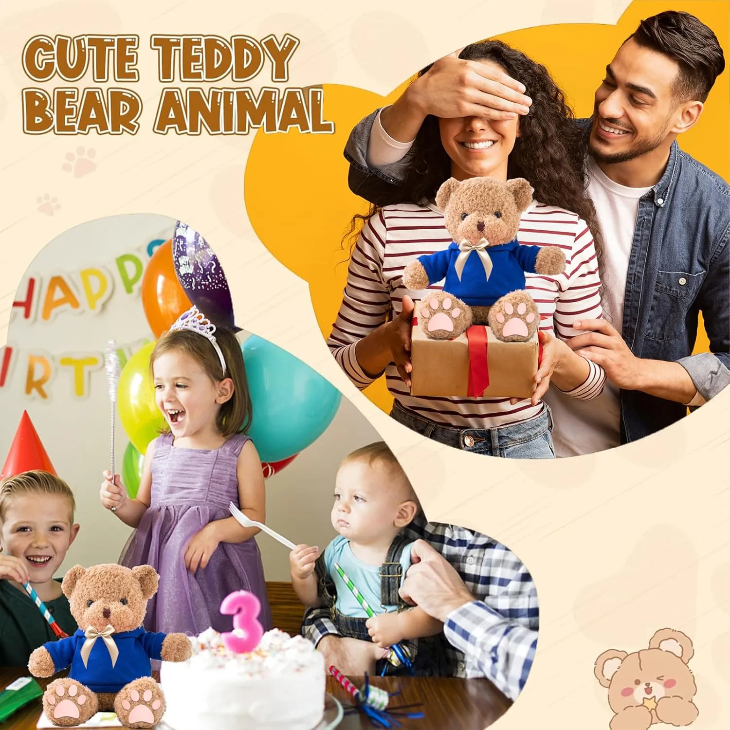 Personalized Gifts Teddy Bear for Him Her Stuffed Bear Plush Toys with Text Photo, Personalized Teddy Bear with Bow as Gifts for Christmas Valentines Day Birthday (12inch-Text Photo)