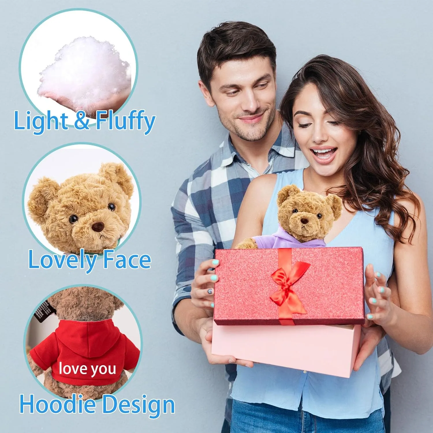Personalized Teddy Bear for Her/Him, Custom Text Photo, Soft Fabric, Purple, 11 inch, Classic Bear, Multiple Occasions