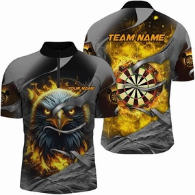 Personalized Dart Jersey, Dart Jerseys for Men, Dart Shirts, Dart Shirts for Men, Darts Board Yellow Fire