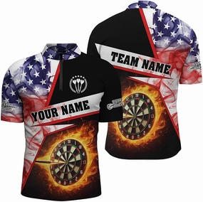 Personalized Dart Jerseys for Men, Dart Shirt, 3D Dart Board Green Version Men Quarter-Zip Shirts Custom