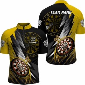 Personalized Dart Jerseys for Men, Dart Shirt, 3D Dart Board Green Version Men Quarter-Zip Shirts Custom