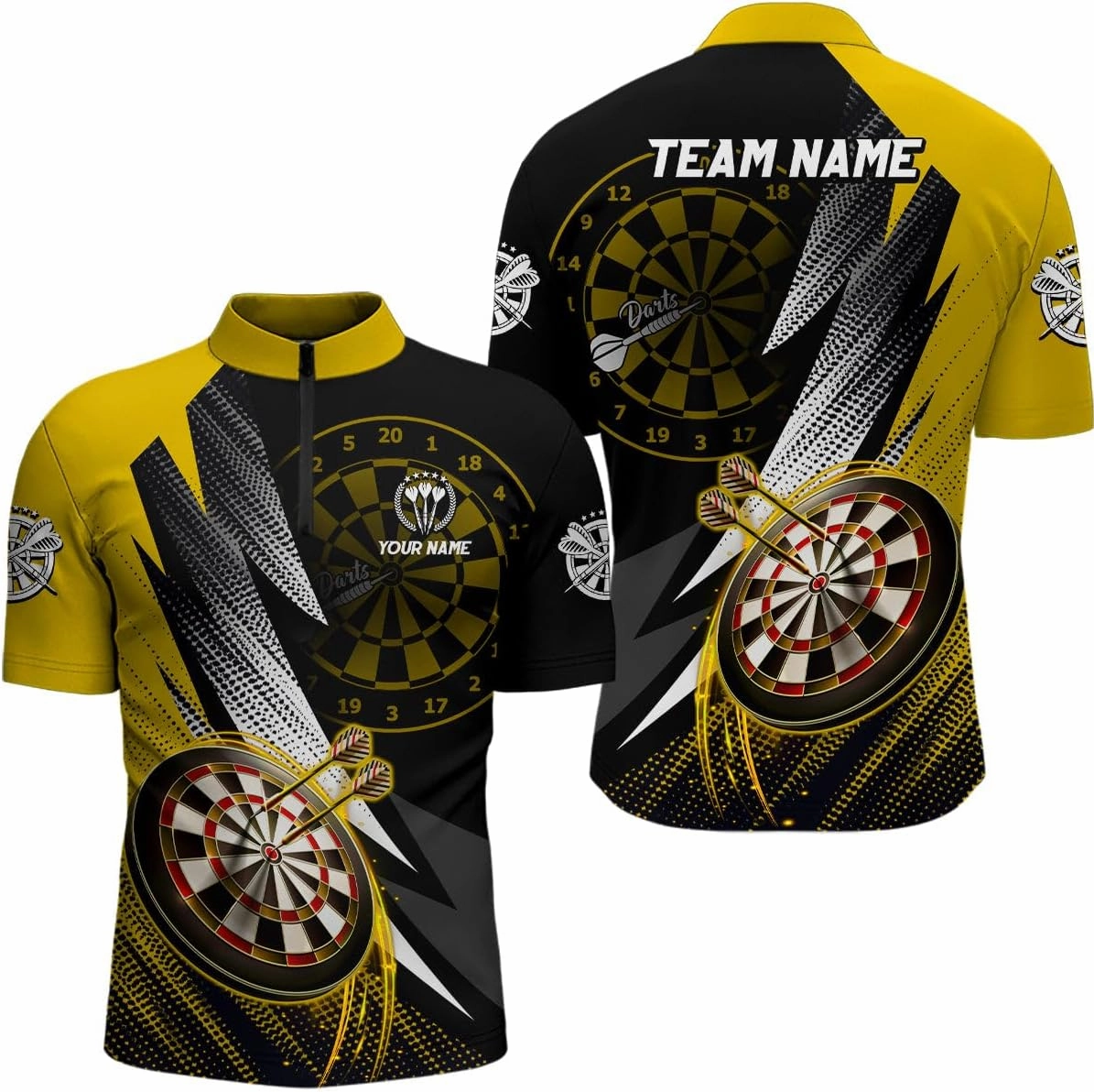 Personalized Dart Jerseys for Men, Dart Shirt, 3D Dart Board Green Version Men Quarter-Zip Shirts Custom
