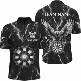 Personalized Dart Jerseys for Men, Dart Shirts for Men, Personalized 3D Purple Eagle Flying On Dart Board