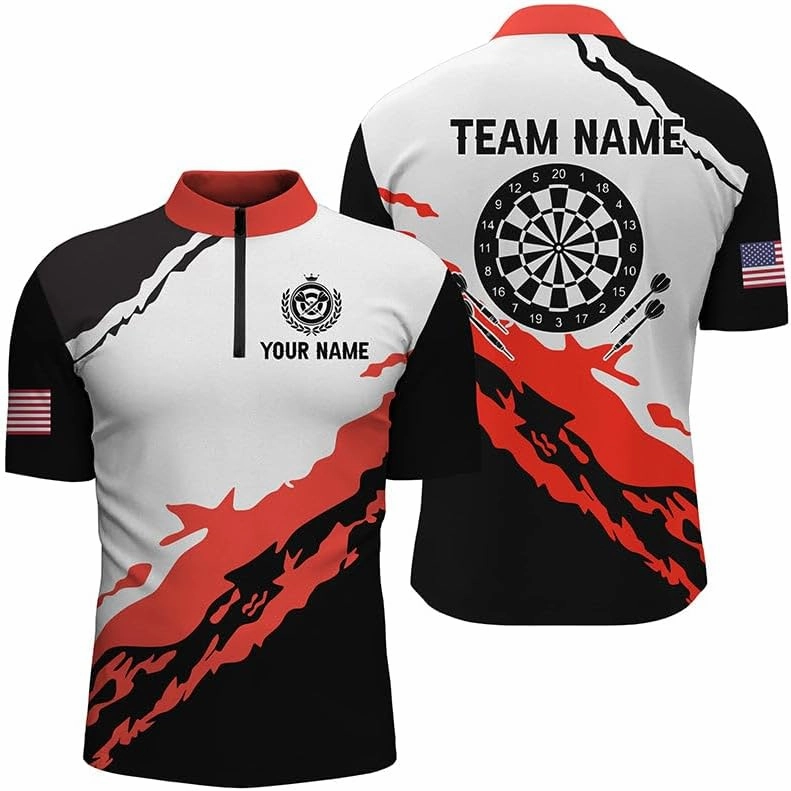 Personalized Dart Shirts for Men, Dart Jerseys for Men, 3D Darts Board Galaxy Universe Men Darts Quarter