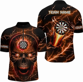 Personalized Dart Shirts for Men, Dart Jerseys for Men, Eagle Flying On Dart Board Fire Yellow Men Quarter