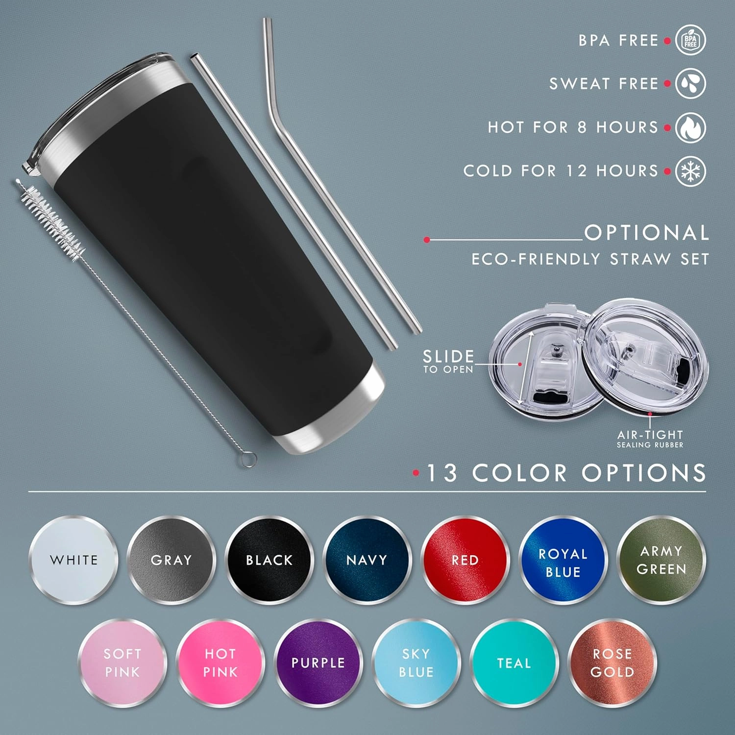 Personalized Tumbler with Engraved Name - 12 Designs, 20 Oz Coffee Tumbler with Slider Lid, Army Green, Double Wall Insulated - Custom Gifts for Men