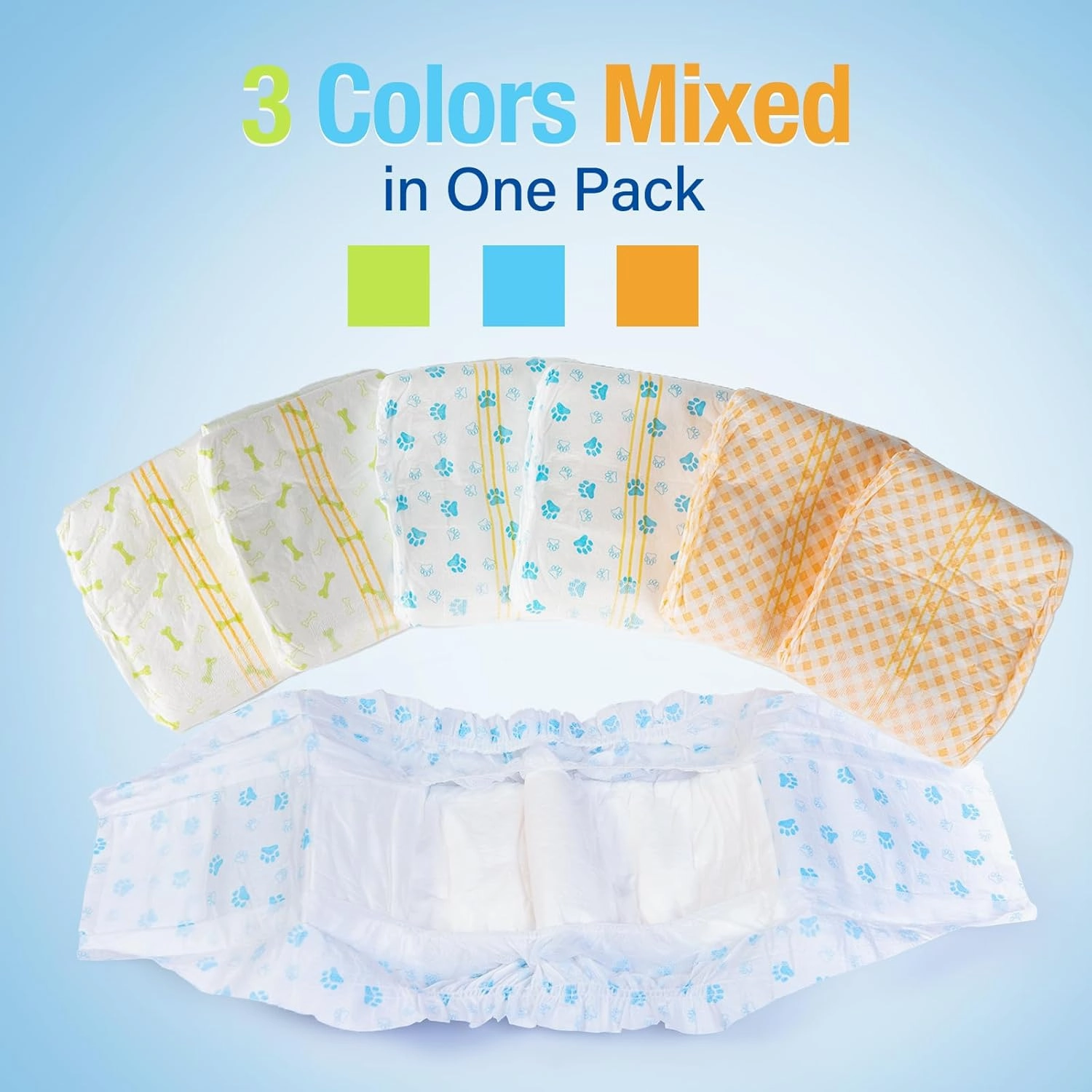 Pet Soft Disposable Male Dog Wraps - Dog Diapers for Male Dogs, Puppy Diapers with Wetness Indicator 48 Counts XSmall