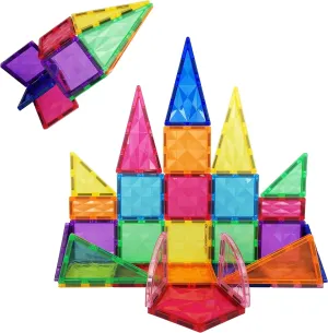 PicassoTiles Magnetic Tiles Building Block Construction Toy Set Prism Magnet Tile Blocks STEM STEAM Learning Kit Early Education Builder Playset Toys for Children Toddler Boy Girl Age 3  PT41