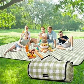 Picnic Blankets Waterproof Sandproof Foldable & Machine Washable, 80''x100'' Extra Large Beach Blankets, Simple Stylish Gingham Outdoor Blankets Grass Lawn Park for Family Camping Party
