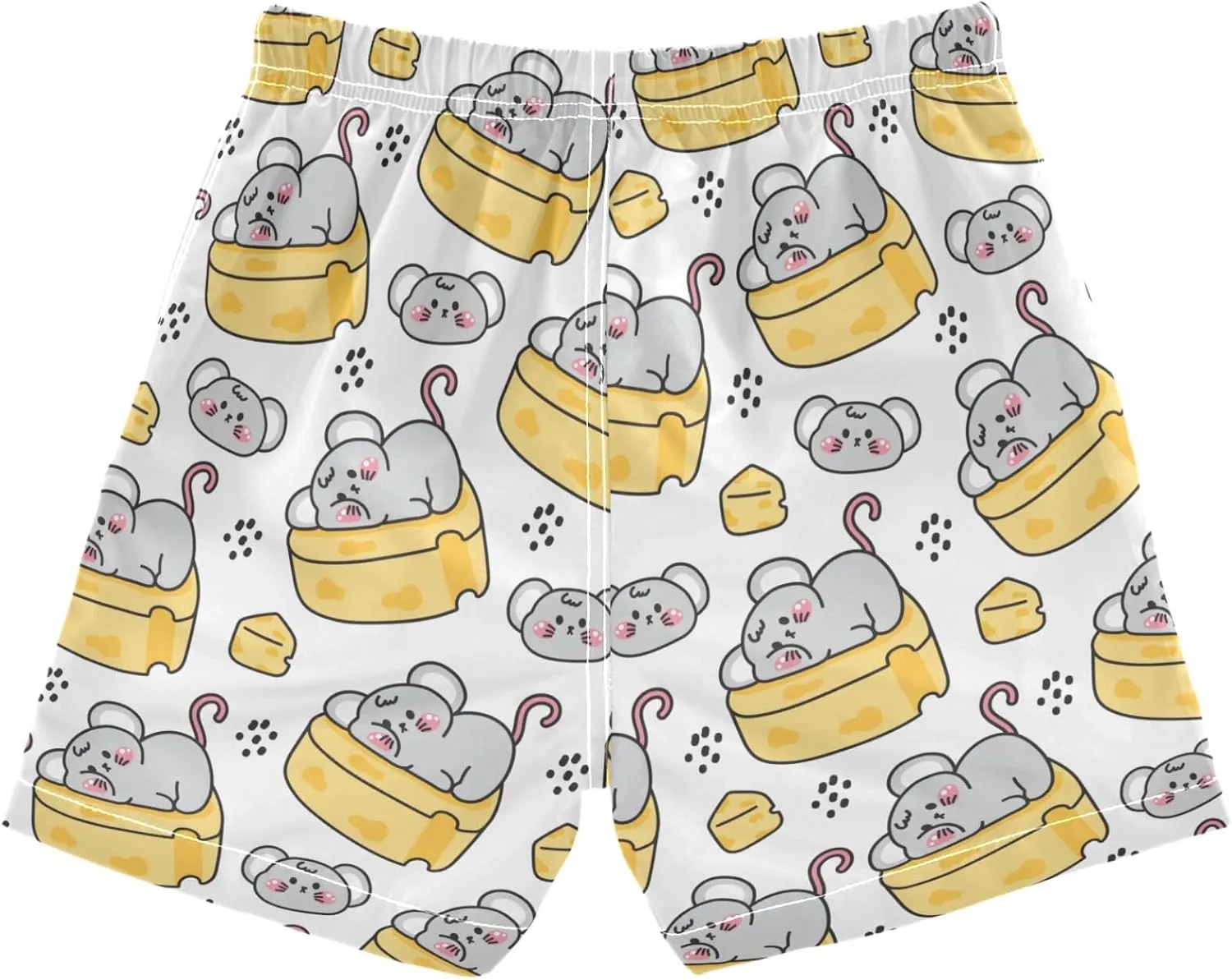 Pigsaly Boys Swim Trunks Cute Rat Lay Cheese Mouse Toddler Beach Board Shorts Baby Summer Bathing Suit 2T