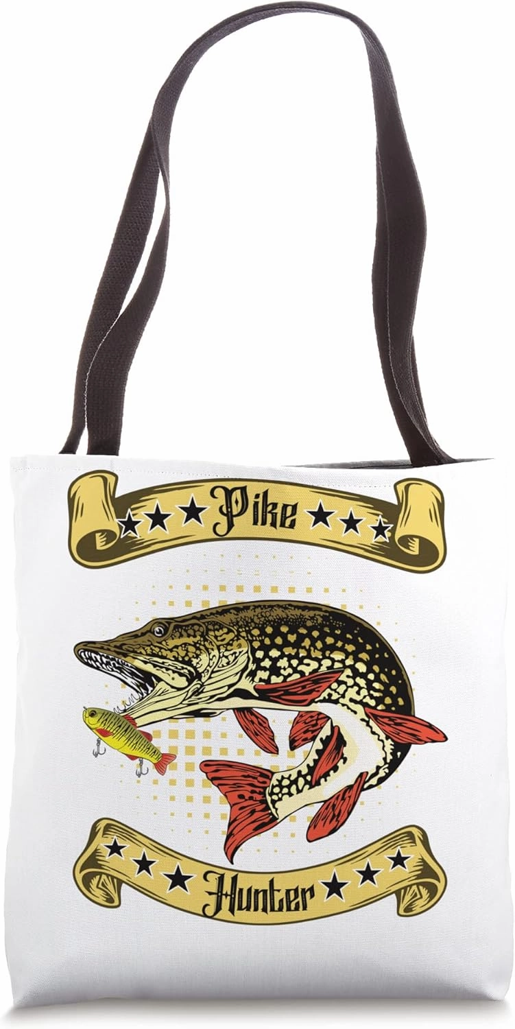 pike hunter predator fisherman fishing lovers predatory Tote Bag