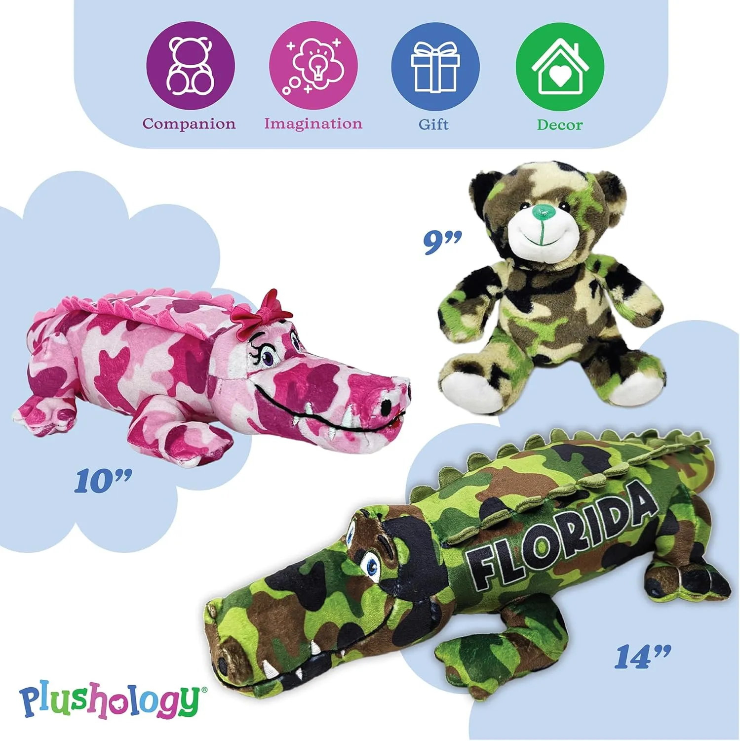 Pink Camo Teddy Bear Stuffed Animal; Ultra Soft and Cuddly Plush Toy for Kids 3 Years Old to Adults; Child-Safe Embroidered Eyes adds a Unique Aesthetic; (9" Tall)