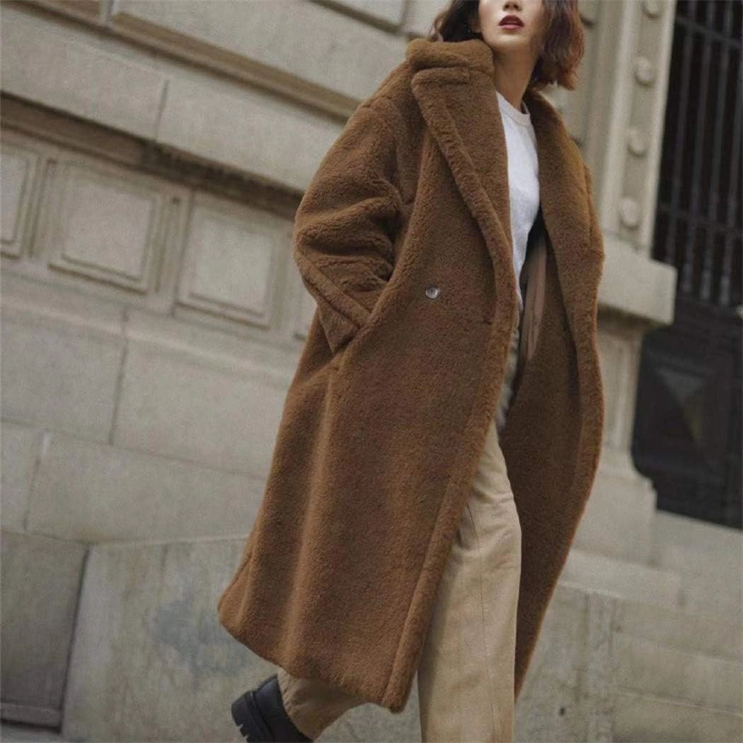 Pink Long Teddy Bear Coat,Women Winter Warm Faux Fur Jacket,Ladies Teddy Outdoor Overcoat
