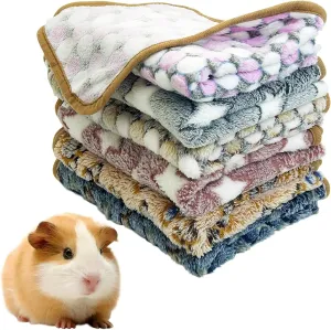 PINVNBY 6 PCS Guinea Pig Blankets Soft Fleece Bedding for Guinea Pigs Cage Washable & Reusable Small Animal Sleep Mat Pad for Hamster Ferret Chinchilla Hedgehog (30 x 20 Inch)
