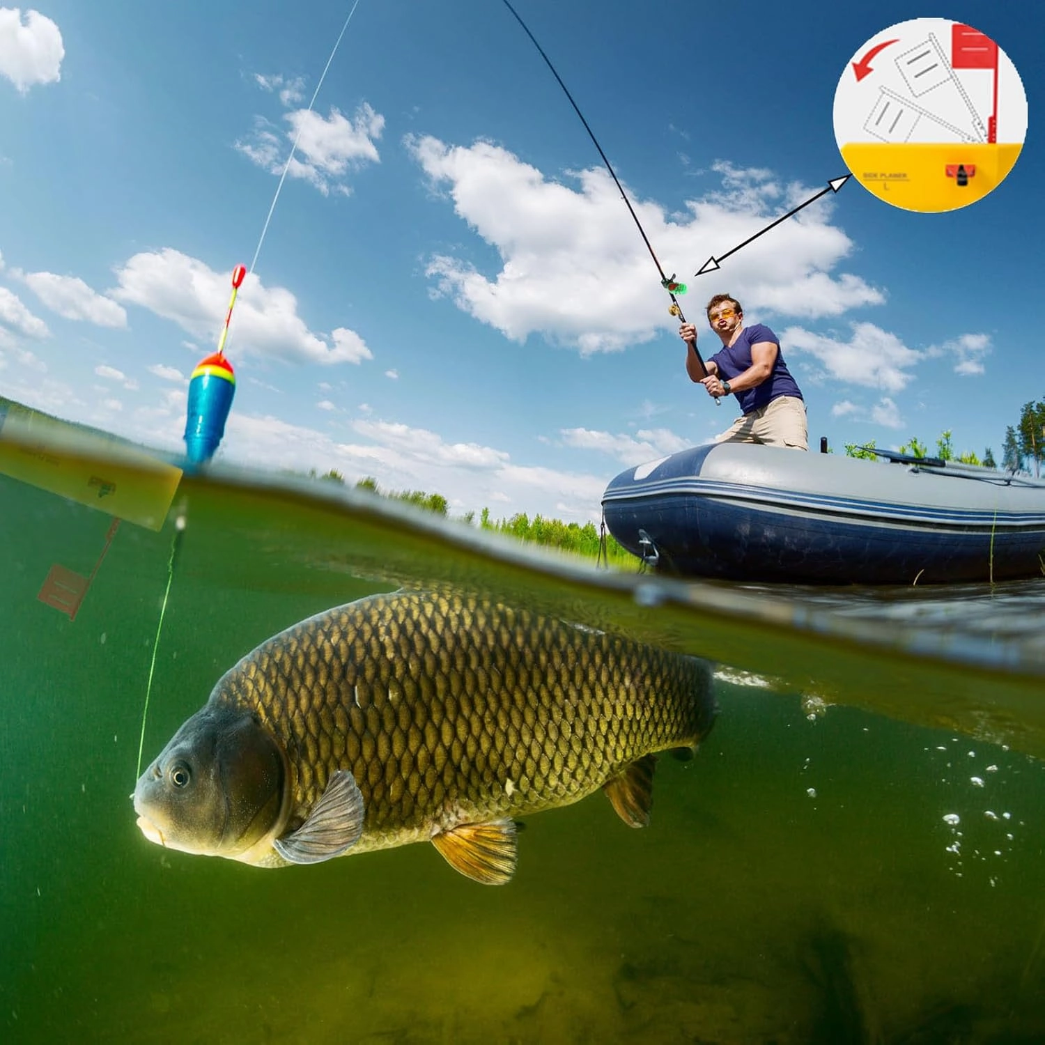 Planer Boards for Fishing Trolling Off Shore Crappie Planer Boards Kits with Flag, Fishing Tool Fishing in Line Side Clip Accessory for Inshore Offshore Trolling Dragging