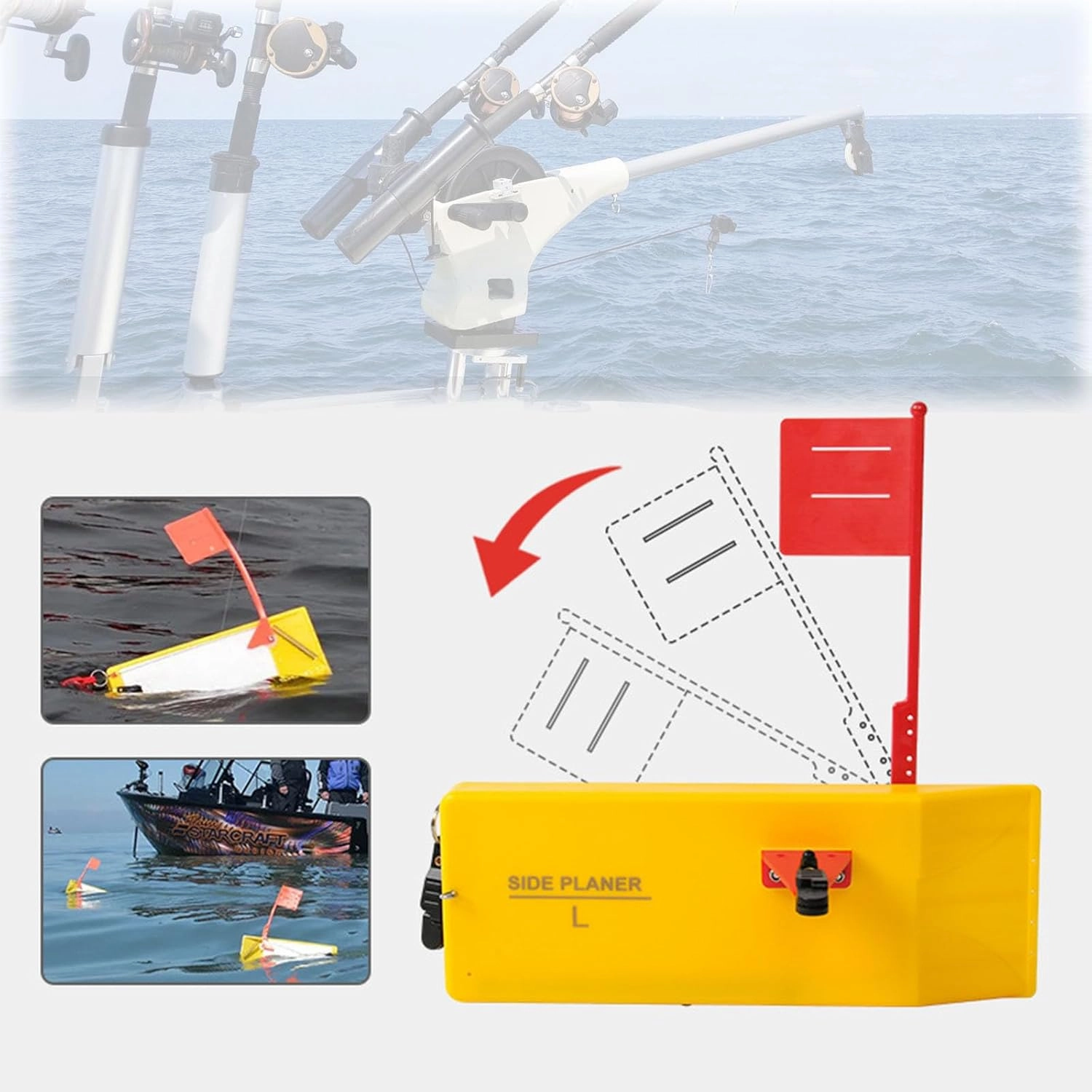 Planer Boards for Fishing Trolling Off Shore Crappie Planer Boards Kits with Flag, Fishing Tool Fishing in Line Side Clip Accessory for Inshore Offshore Trolling Dragging