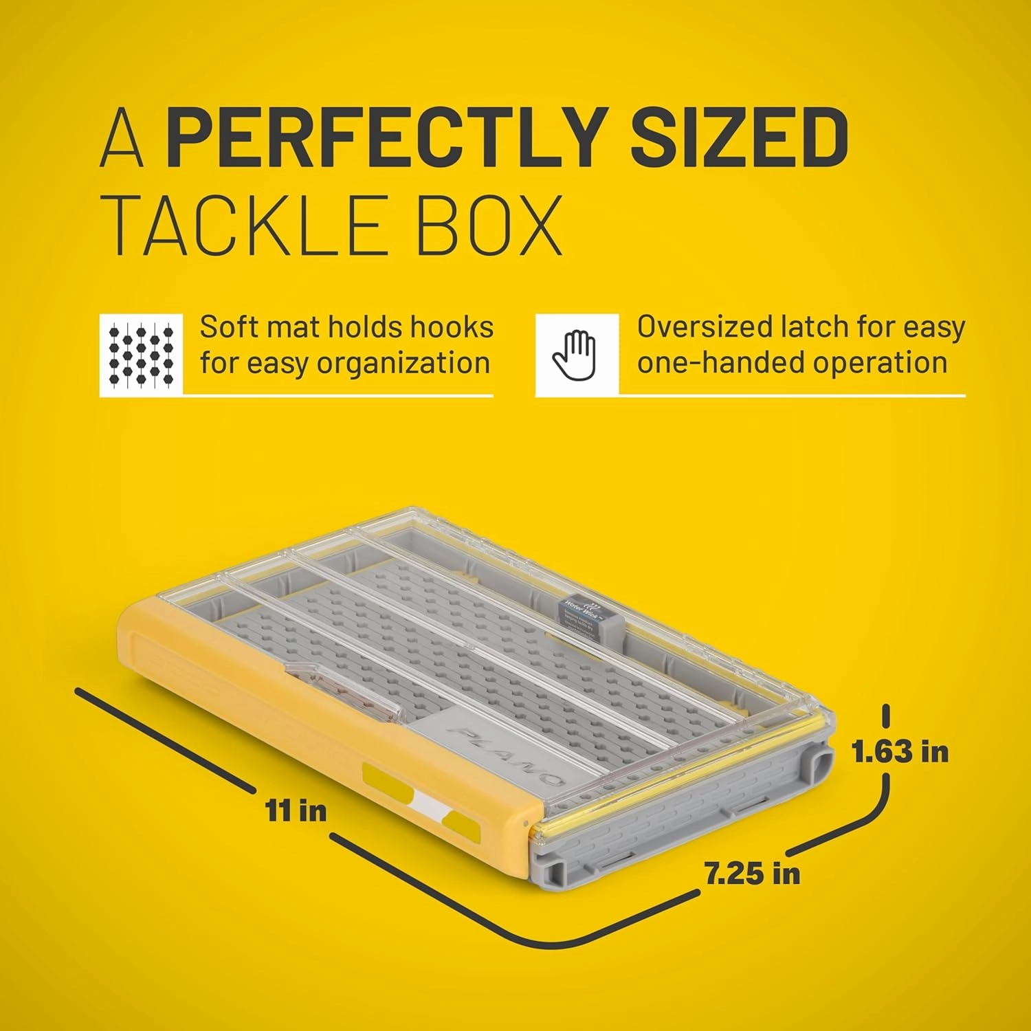Plano EDGE 3600 Hook Utility Box, Clear/Yellow, Tackle Storage Accessories, Waterproof and Rust-Resistant Container for Fishing Hooks