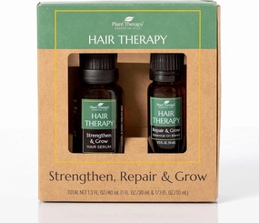 Plant Therapy Hair Therapy Blend & Serum Set - Strengthen, Repair and Grow Shiny Healthy Hair, 1 oz Serum & 10 mL Essential Oil Blend