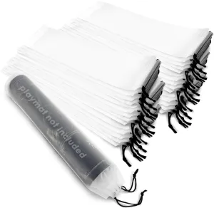 Playmat Bag for TCG – 30 Pack Waterproof Frosted White Polyethylene Storage Bags, Reusable Travel Pouch for Trading Card Game Mats, Large Portable Gaming Mat Cases