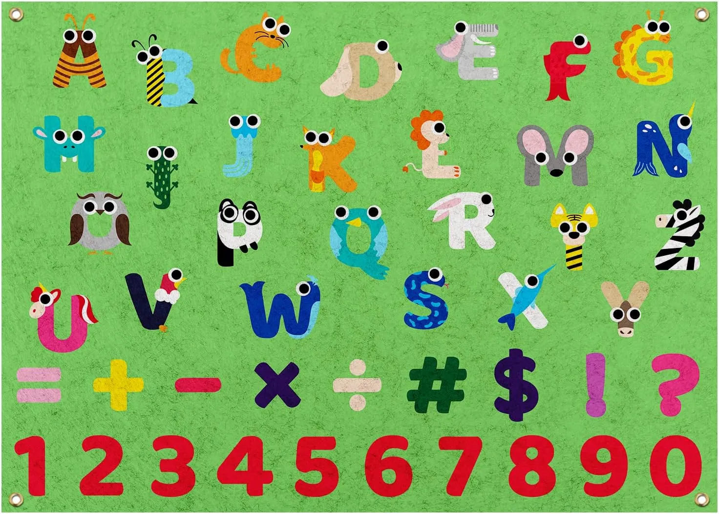 PLIGREAT Cute Animals Alphabet Letters Learning Felt Board Large Hanging Flannel Board Numbers Symbols Felt Board for Early Learning Nursery Classroom Wall Decor Christmas Holiday Birthday Gifts