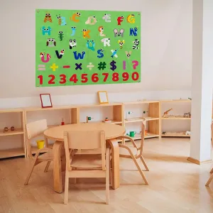 PLIGREAT Cute Animals Alphabet Letters Learning Felt Board Large Hanging Flannel Board Numbers Symbols Felt Board for Early Learning Nursery Classroom Wall Decor Christmas Holiday Birthday Gifts