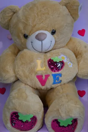 Plush Toy Teddy Love 55Cm- White/Pink/Brown