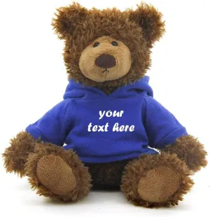 Plushland Adorable Frankie Bear 12 Inches, Stuffed Animal Personalized Gift - Great Present for Mothers Day Valentine Day Graduation Day Birthday Christmas - Custom Text on Hoodie (Royal)