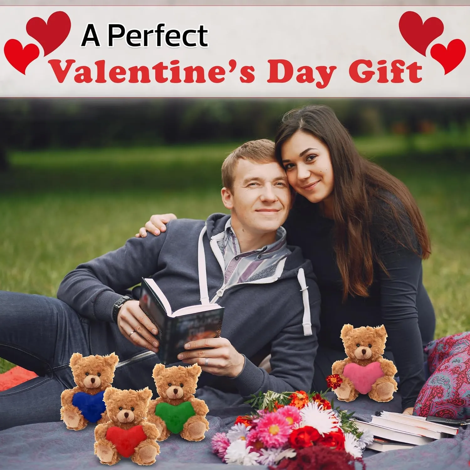 Plushland Mocha Teddy Bear with Customized Message on Embroidered Heart, Stuffed Animal Plush Toys - Valentine Personalized Gift for Girls, Boys and Your Loved Ones 6 Inch (Red)