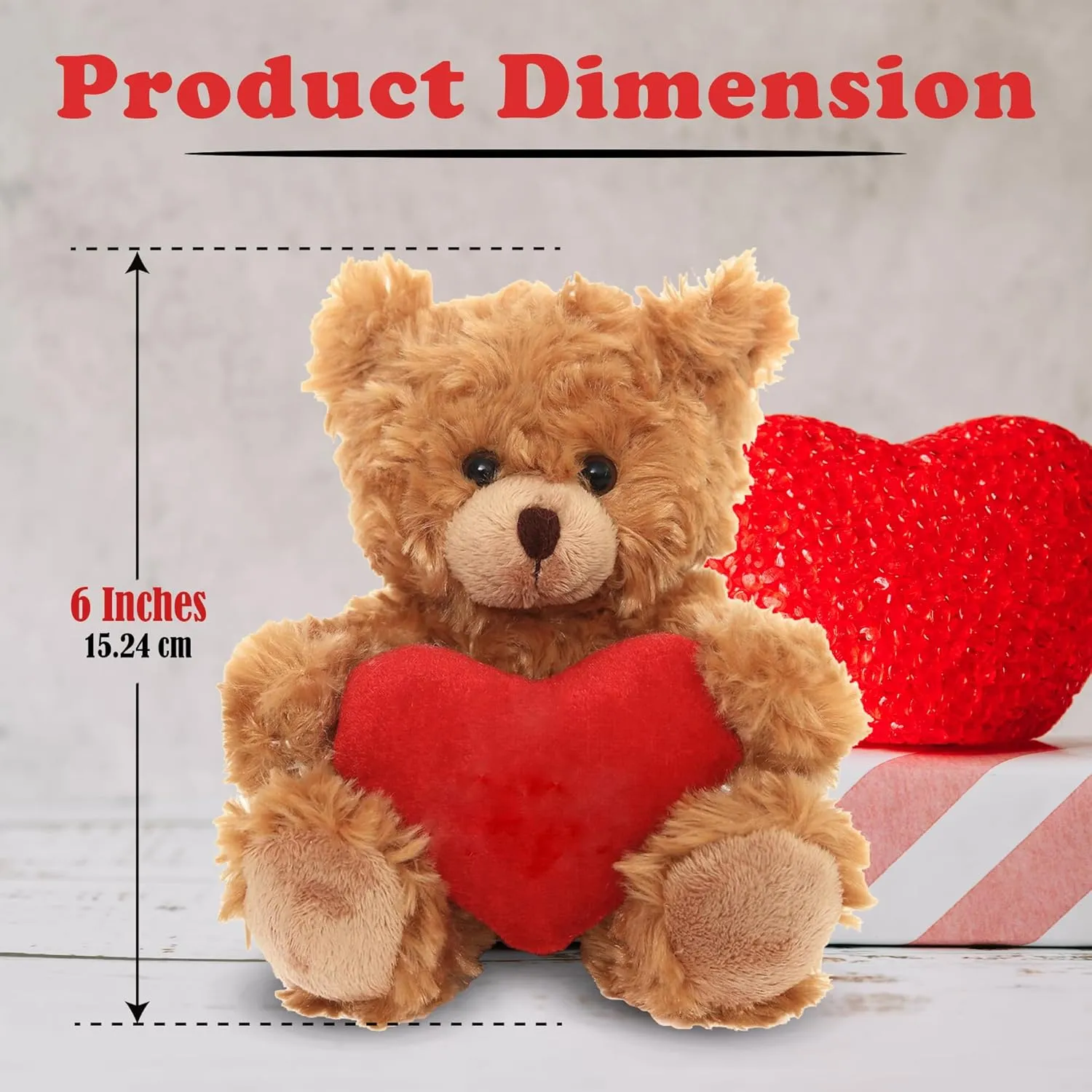 Plushland Mocha Teddy Bear with Customized Message on Embroidered Heart, Stuffed Animal Plush Toys - Valentine Personalized Gift for Girls, Boys and Your Loved Ones 6 Inch (Red)