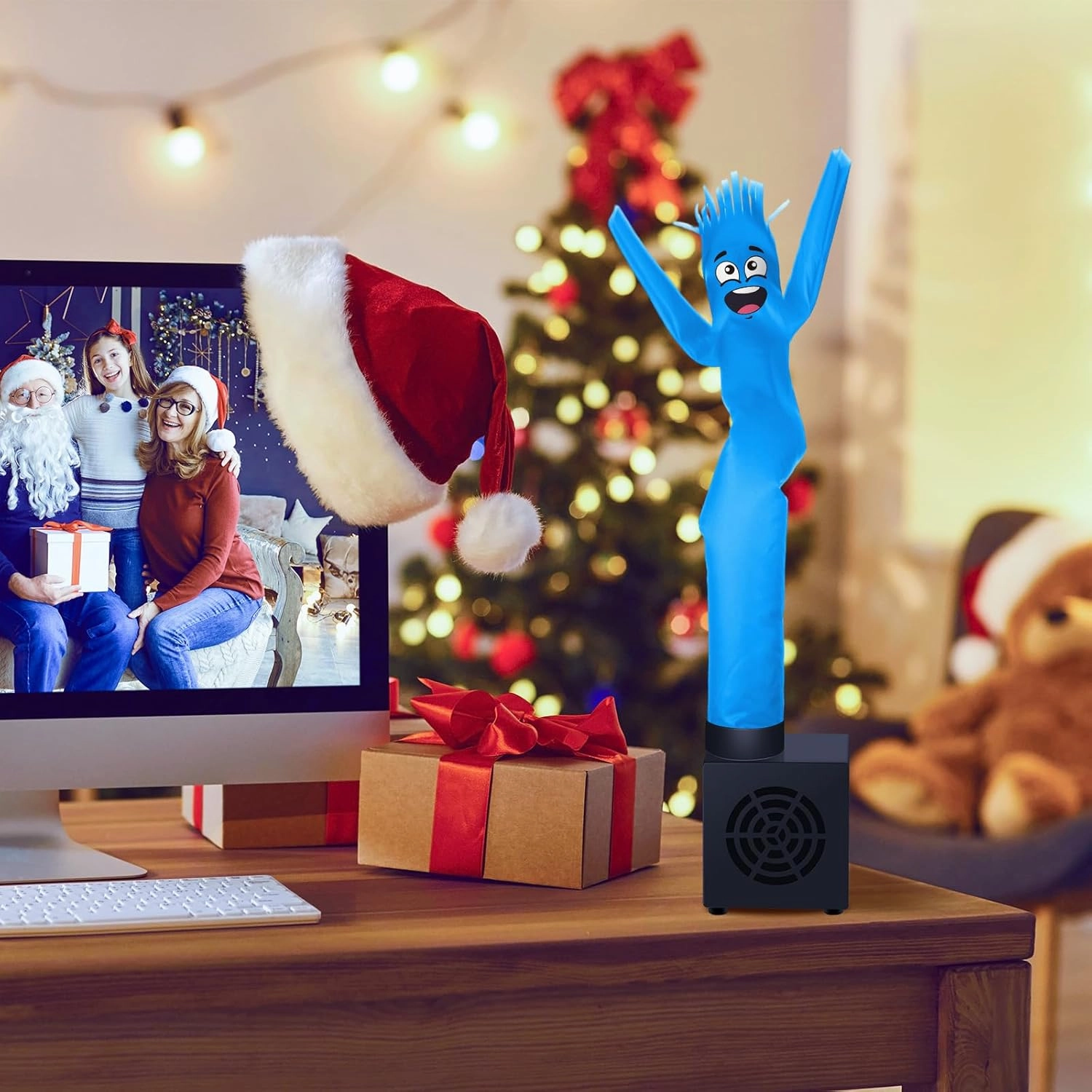 Poen Wacky Waving Inflatable Tube Guy for Kids Gag Gift Mini Inflatable Tube Man with Blower Birthday Desktop Office Pranks Dancing Blow up Man for Party Decor(Laugh)