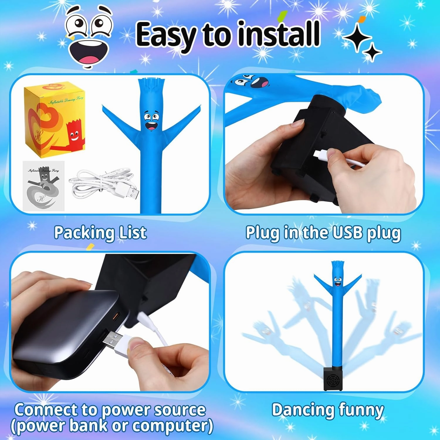 Poen Wacky Waving Inflatable Tube Guy for Kids Gag Gift Mini Inflatable Tube Man with Blower Birthday Desktop Office Pranks Dancing Blow up Man for Party Decor(Laugh)